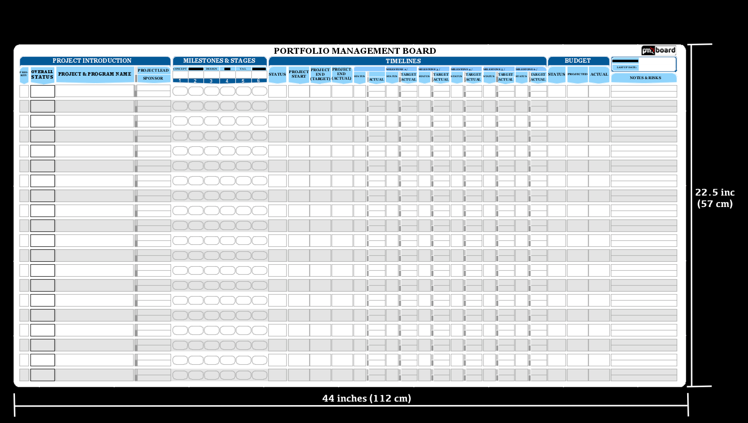 Portfolio Management Board Set dimensions 