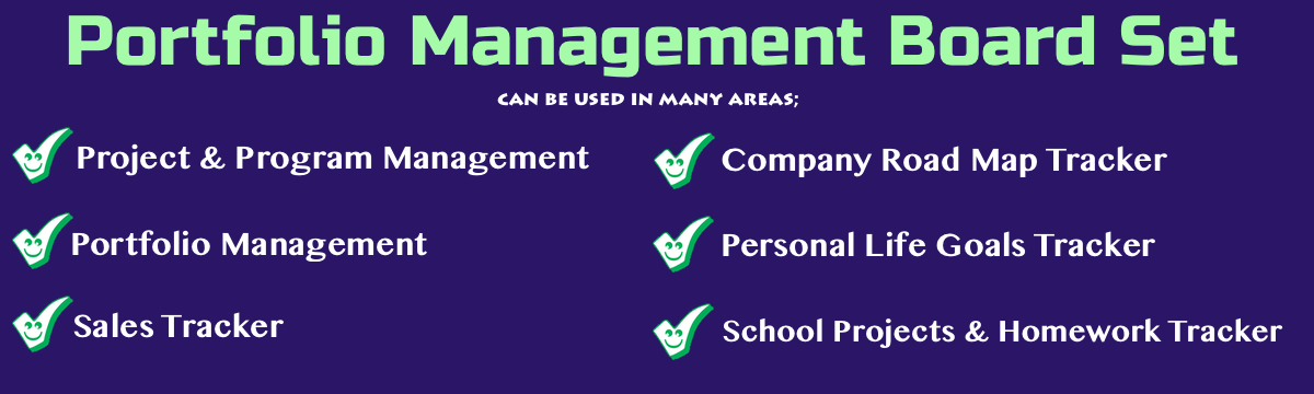 Project and Program Management Board Set, Sales Tracker, Portfolio Management, Company Road Map Tracker Board
