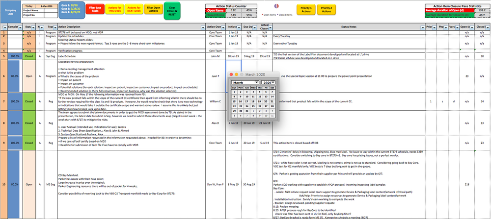 Project Action Log