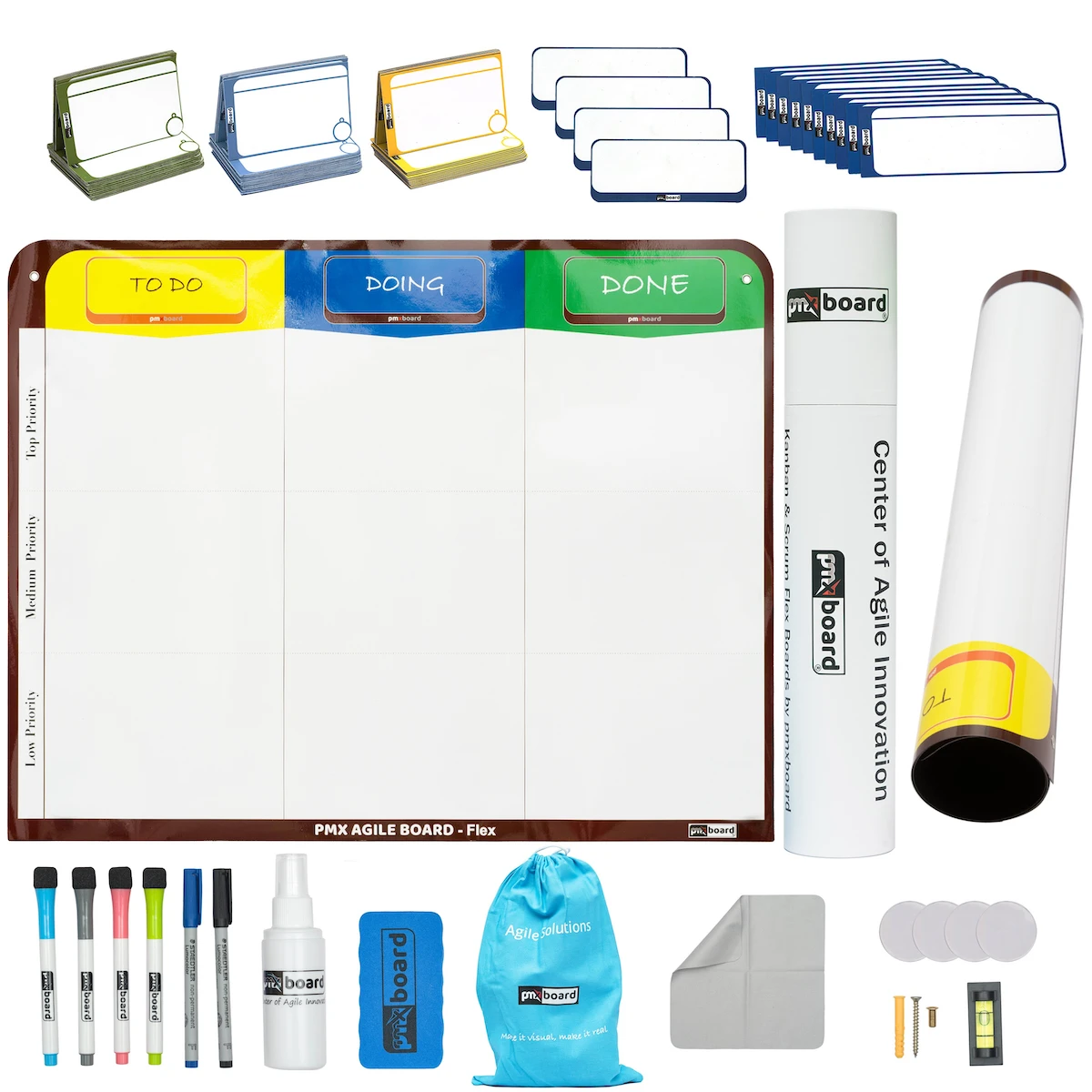 Magnetic Kanban Board Flex Set - 3-, 4-, and 6-Columns | Thin & Flexible3 Column