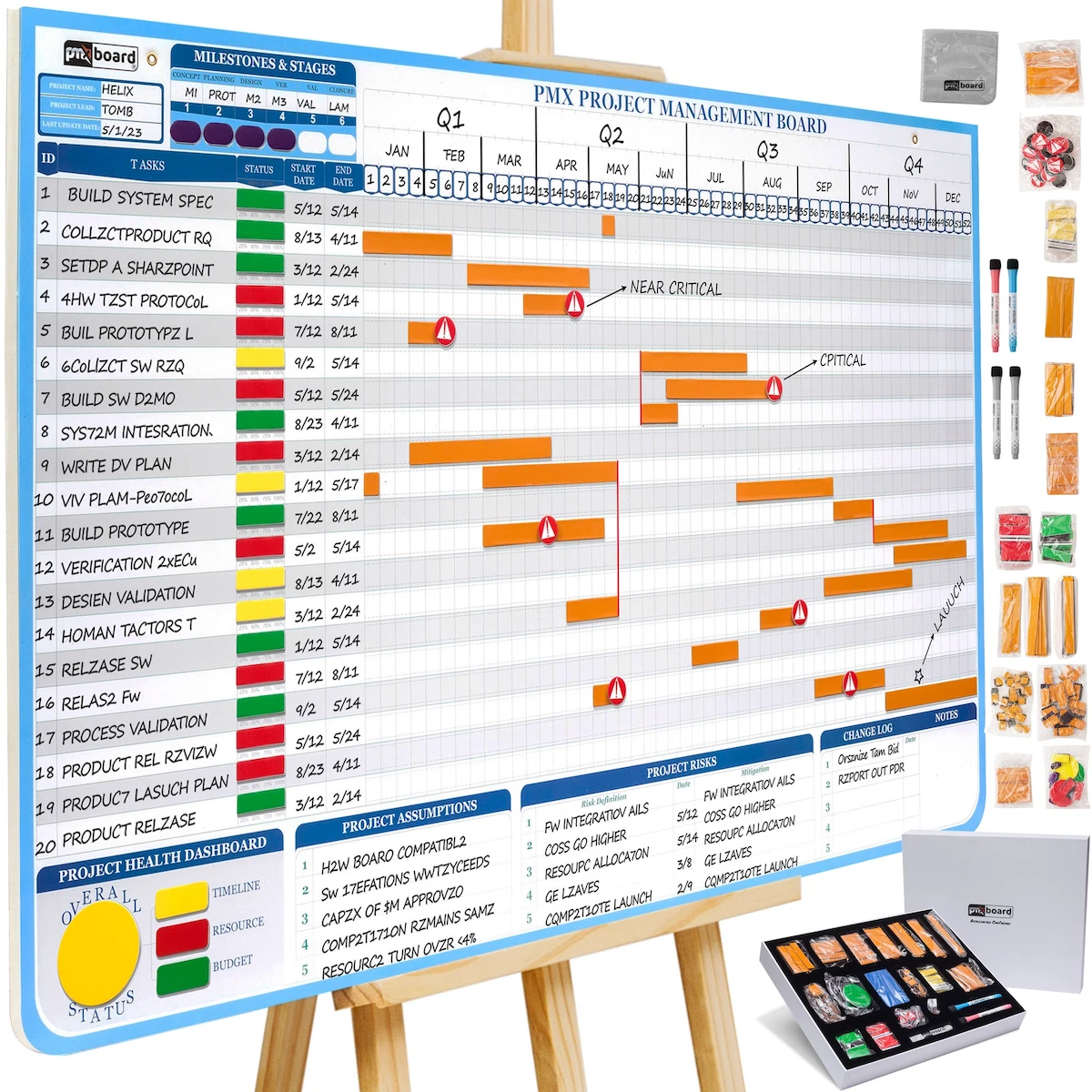 Gantt Chart Whiteboard Set | PMXBOARD Magnetic Project Timeline Kit