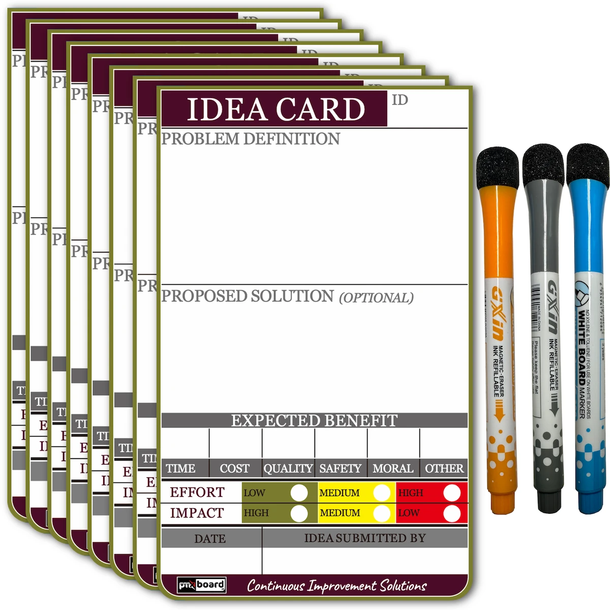 Magnetic Idea Cards Set | Structured Kaizen & Continuous Improvement Cards