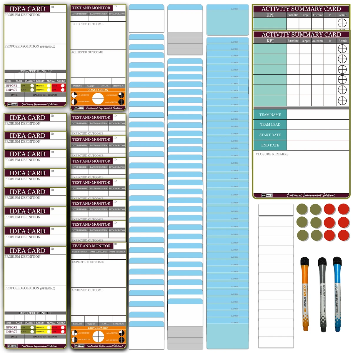Kaizen Magnetic Card Set – 147-Piece Complete Continuous Improvement Toolkit