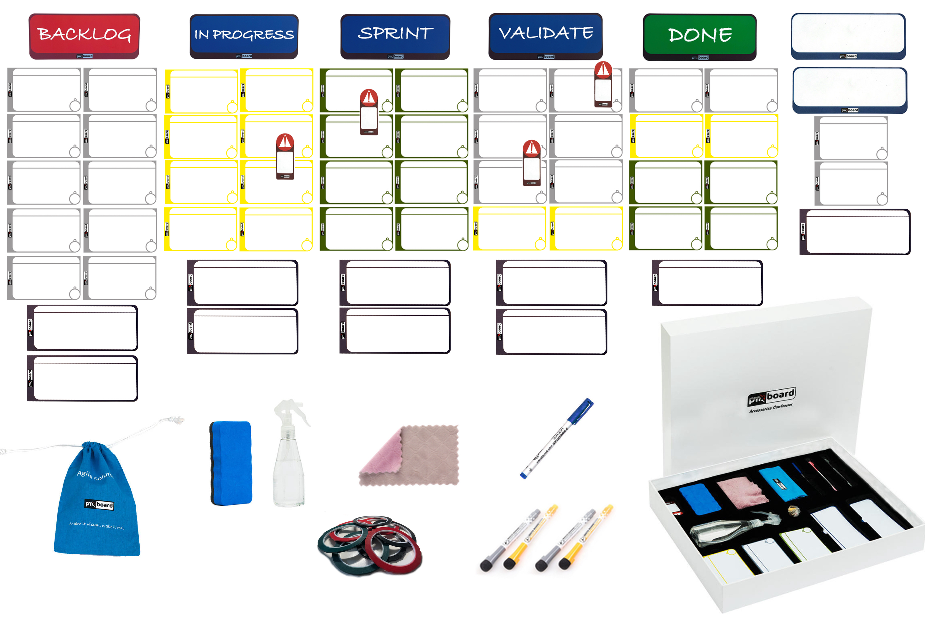 Basic Physical Kanban Magnetic Cards Set